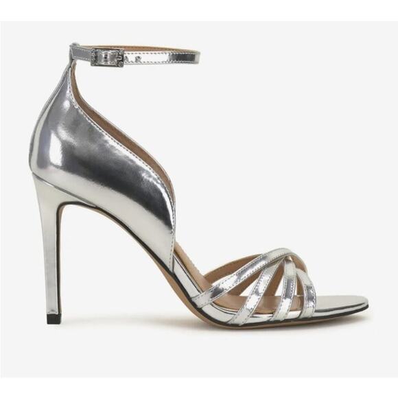 Vince Camuto Antinalie Silver Leather High Heels, sz 7 - Picture 2 of 13